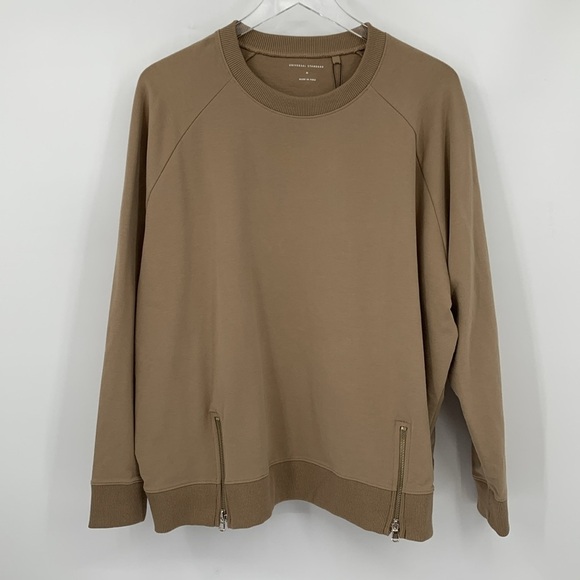 Universal Standard Peachy Terry side zip pullover sweatshirt top tan new M 2X - Picture 1 of 5